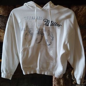 Vintage White Hoodie Miller Beer Men's M